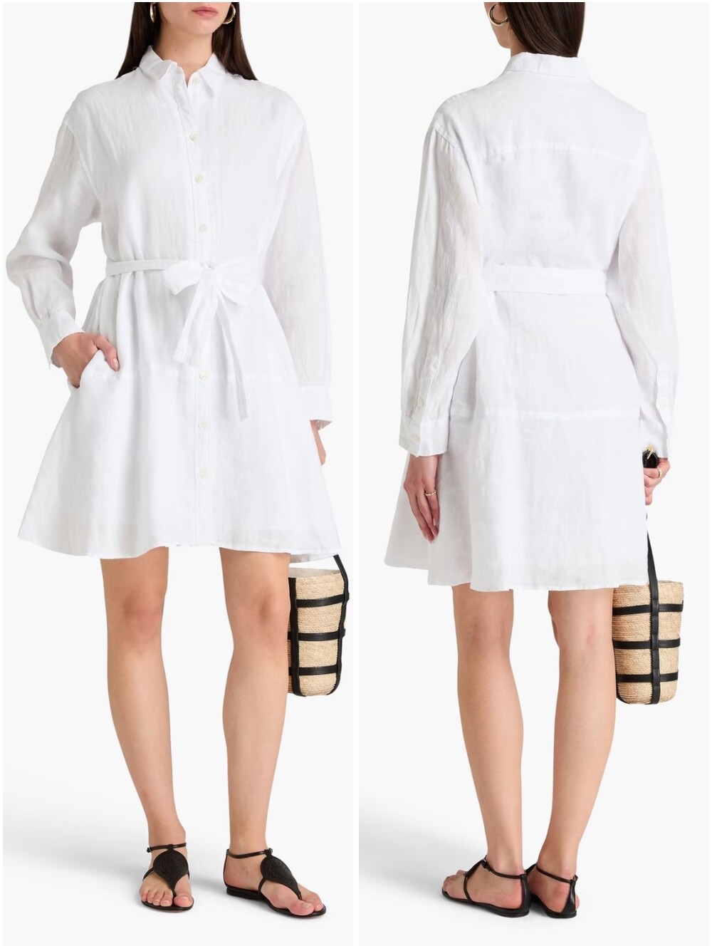 Alex Mill Lili Shirt Dress in White Linen Medium NWT New